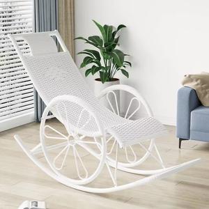 Fantasy Кресло-качалка из ротанга для дома, усиленная модель с двойными колесами, белое двухслойное