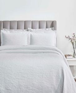 Комплект постельного белья из хлопка с фактурой гибискус, 3 предмета, размер полуторный Superior, White