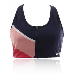 Спортивный топ 2XU Active Medium Impact Colour Block Zip Crop, розовый