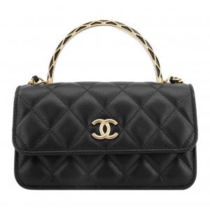 Классический Клапан CF Овчина Сумка Через Плечо, Кроссбоди Обычная Женская Черный CHANEL