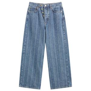 Джинсы-Багги из структурированного денима с двойной ширинкой Ganni, Mid Blue Stone