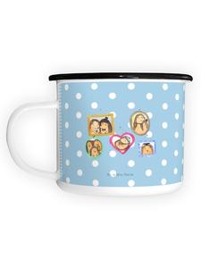 Эмалированная кружка XL Семья ежиков без слов, пастельно-голубого цвета Mr. & Mrs. Panda