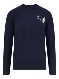 Свитер с вышивкой и круглым вырезом Mc2 Saint Barth, синий