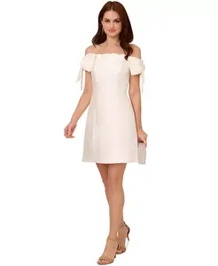 Женское платье с открытыми плечами и рукавами-бантами Adrianna Papell, слоновая кость/кремовый