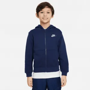 Толстовка с капюшоном Nike Sportswear "CLUB FLEECE BIG KIDS' FULL-ZIP HOODIE", белый