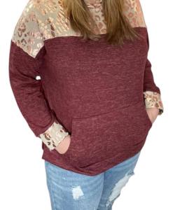 Толстовка с капюшоном с анималистичным принтом в бордовом/розово-золотом цвете honeyme