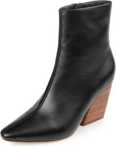 Женские ботильоны Journee Collection Signature из натуральной кожи Hydra, высокий каблук, застежка-молния, овальный носок, с мягкой подкладкой, Black