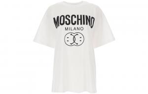 Moschino Женская белая футболка с круглым вырезом, умеренно прямой крой