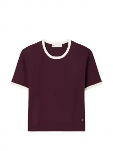 Футболка с контрастной отделкой Tory Burch, коричневый