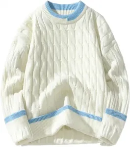 Мужской базовый слой толстый однотонный свитер с круглым вырезом