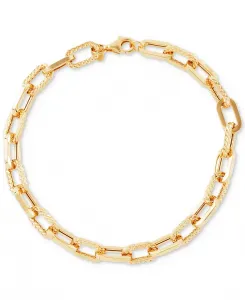 Легкий полированный и текстурированный браслет с крупными звеньями из 10-каратного золота Italian Gold, gold