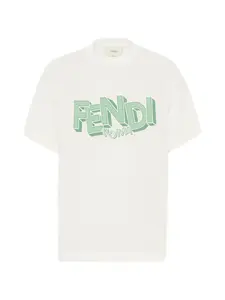 Футболка с короткими рукавами и логотипом Fendi Kids, бежевый