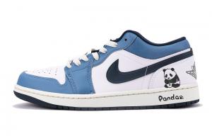 Кроссовки Air Jordan 1 Vintage Basketball Shoes Men Low-top White, синий