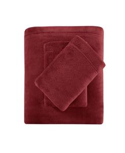 Комплект постельного белья Soloft из плюшевого микрофлиса, 4 предмета, размер Queen Madison Park, цвет burgundy