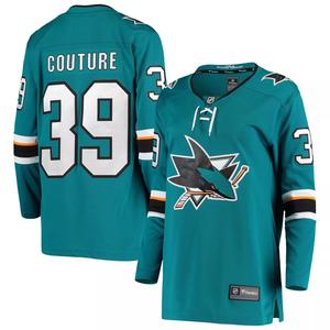 Женская футболка Fanatics с логотипом Logan Couture, темно-бирюзовая футболка San Jose Sharks для домашнего игрока Fanatics