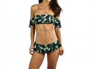 Плавки бикини изумрудного цвета с рюшами Sirolo Banana Leaf MILLY, цвет emerald multi