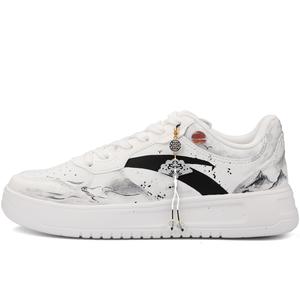 ANTA Мужские низкие кожаные скейтерские кроссовки Relaxed Slip Resistant Waterproof Abrasion Resistant бело-черные