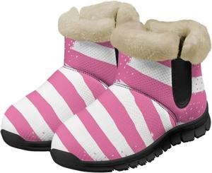 Женские зимние сапоги Jeiento с флагом Америки, противоскользящие, Pink American Flag