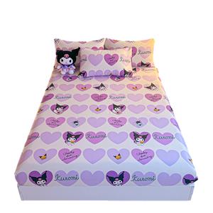 Хлопковая нелиняющая простыня на резинке 100% хлопок Sanrio, Gluttonous Kuromi