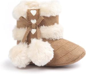 ESTAMICO Детские плюшевые зимние ботинки для девочек с бантом, Plüsch & Khaki