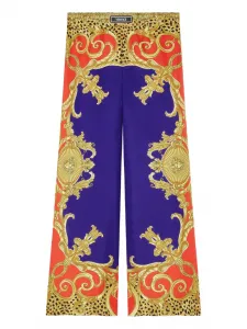 Брюки с эластичной талией и принтом в стиле барокко VERSACE, фиолетовый