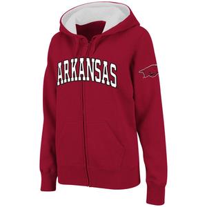 Женская толстовка с молнией во всю длину и арочным именем Stadium Athletic Cardinal Arkansas Razorbacks Colosseum
