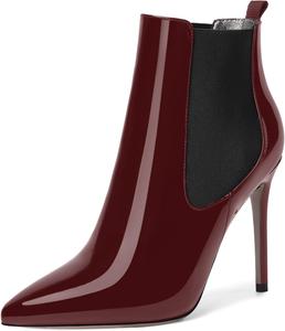 Женские ботильоны NUMALEO с острым носком, на шнуровке, из лакированной кожи, на высоком каблуке-стилете, 10 см, Black Burgundy