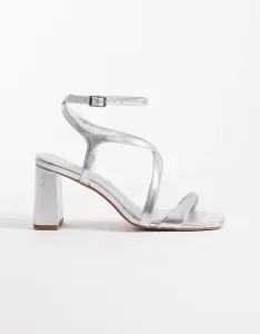 Серебристые босоножки на среднем каблуке ASOS DESIGN Highgate