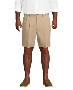 Шорты-чинос с заутюженными складками спереди и комфортной посадкой на талии Big & Tall No Iron 9" Lands' End, коричневый/бежевый