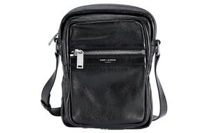 SAINT LAURENT Кожаная поясная сумка через плечо, мужская черная