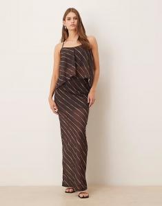 Юбка макси из прозрачной сетки цвета темного шоколада Asos Design