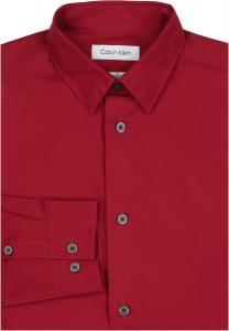 Рубашка Calvin Klein Boys Slim Fit с длинным рукавом, застегивающаяся на пуговицы, с манжетами и отложным краем, Red
