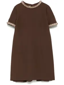 Креповое платье мини с кристаллами VALENTINO GARAVANI, коричневый