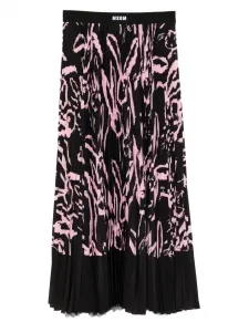 Плиссированная юбка с принтом MSGM, черный