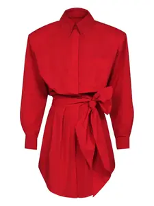 Мини-платье-рубашка на пуговицах с поясом Alexandre Vauthier, красный
