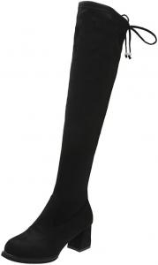 Женские высокие ботинки до колена с толстой подошвой на каблуке, длинные и эластичные, подходят для шопинга и любых других мест Soft time TOY, Without Padding