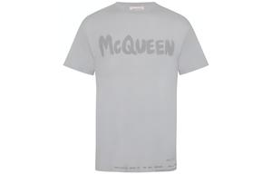 Футболка из хлопка с принтом логотипа Alexander McQueen, серая