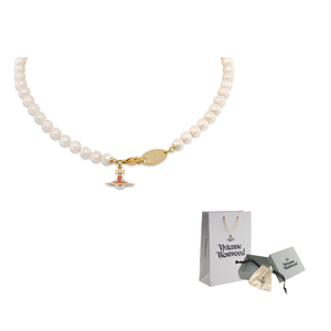 Vivienne Westwood Латунное, жемчужное, эмалевое ожерелье Unisex Gold