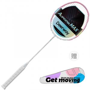 Ракетка для бадминтона DEERWAY, aurora max[розовый carbon fiber single racket]+original racket bag