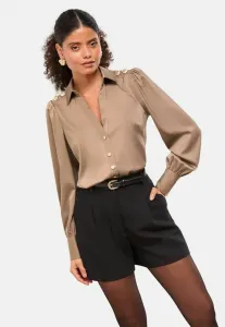 Блузка прямого кроя с пуговицами в стиле милитари Lipsy, Mink Brown