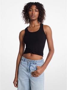 Топ из эластичного трикотажного трикотажа с завязками спереди Michael Kors, черный