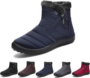 Женские уютные зимние водонепроницаемые ортопедические ботинки с противоскользящей подошвой, утепленные мехом ботильоны с боковой молнией для улицы Generic, Blue