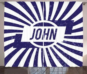 Шторы ABAKUHAUS John Rustic, распространенное мужское имя, универсальные ленточные шторы для гостиной с петлями и крючками, 280 x 245 см, темно-синий с белым Abakuhaus