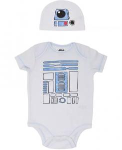 Звездные войны для маленьких мальчиков, мандалорец, Дарт Вейдер, R2-D2, детский косплей, боди и шапка, комплект для новорожденных Star Wars, белый