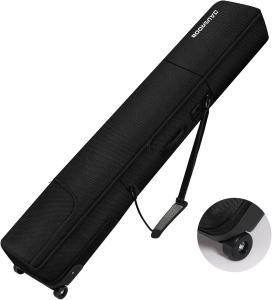 Сумка для сноуборда на колесах, полностью мягкая сумка для лыж для авиаперелетов, водонепроницаемая ткань 1680D, сумка для лыж на колесиках для авиаперелетов, прочная, большой вместимости для лыж, ботинок и шлемов DAUSROOB, Black