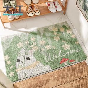 Dajiang Ковер 80х120 см из ПВХ с цветочным узором для прихожей, устойчивый к загрязнениям