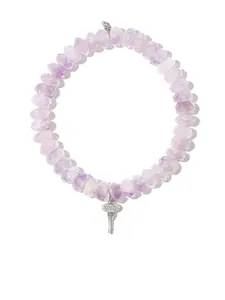 Браслет Mini Key из белого золота с бриллиантами и аметистом Sydney Evan, серебяный