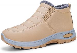 Женские зимние ботинки на снег, водонепроницаемые, легкие, с термо-подкладкой, без шнурков для холодной погоды Generic, Coffee