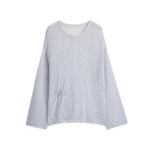 Тонкий вязаный свитер с круглым вырезом для женщин ELLE, синий