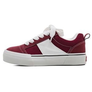 Износостойкие противоскользящие скейтерские туфли низкие женские бордовые HUANQIU